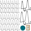 30 Pack Plate Stands for Display, Metal Photo Frame, Black in Black
