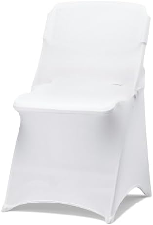 30 Pack White Folding Chair Covers for Party, Spandex Chair Covers for Wedding, Stretch Seat Cover 30 Pieces