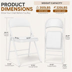 30 Pack White Padded Folding Chairs with Metal Frame, alternate view 3