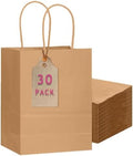 30-Packs Brown Gift Bags with Handles Bulk 10.8"x8.3"x4.3" Medium Size Kraft Paper Bags Multiple Uses (Medium
