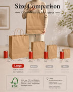 30-Packs Brown Gift Bags with Handles Bulk 13''x5 x10 Large Size Kraft Paper Bags Multiple Uses (Large Size) in, alternate