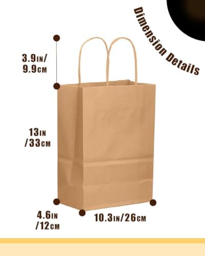 30-Packs Brown Gift Bags with Handles Bulk 13''x5 x10 Large Size Kraft Paper Bags Multiple Uses (Large Size) in, alternate
