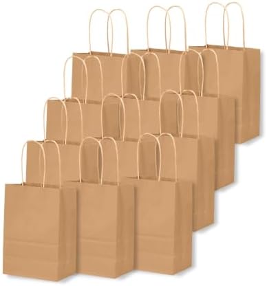 30-Packs Brown Gift Bags with Handles Bulk 4.5"x2.5"x6" Mini Size Party Paper Bags in 1 Count (Pack of 30) in, alternate view
