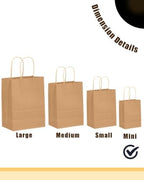 30-Packs Brown Gift Bags with Handles Bulk 4.5"x2.5"x6" Mini Size Party Paper Bags in 1 Count (Pack of 30) in, alternate view