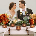 30 Pcs Amber Glass Votive Candle Holders for Fall Centerpieces Tables in Amber, alternate view 4