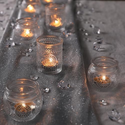 30 Pcs Assorted Clear Votive Candle Holders, Wedding Centerpieces Table Decorations, Glass Tea Lights Candle, alternate view
