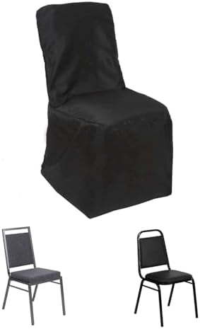30 PCS Black Square Top Polyester Banquet Chair Cover Dinning Event Slipcover for Wedding Party Banquet Catering