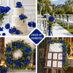 30 PCS Blue Roses Artificial Flowers, Fake Roses with Stem Realistic Silk Roses for Wedding Bouquets Table, alternate view 3