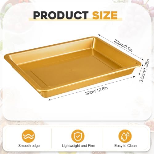 30 Pcs Plastic Serving Tray Cafeteria Art Trays, Gold in Gold, alternate view 3