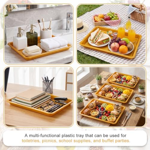 30 Pcs Plastic Serving Tray Cafeteria Art Trays, Gold in Gold, alternate view 6