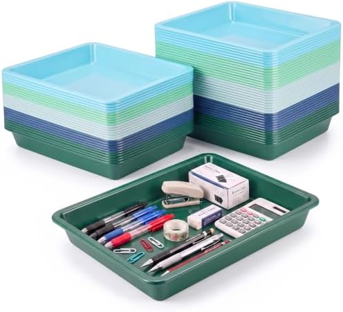 30 Pcs Plastic Serving Tray Cafeteria Art Trays, Morandi Color in about 12.6 x 9.1 x 1 inches/ 32 x 23 x 2.7 cm
