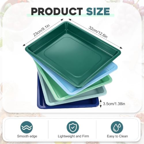 30 Pcs Plastic Serving Tray Cafeteria Art Trays, Morandi Color in about 12.6 x 9.1 x 1 inches/ 32 x 23 x 2.7 cm, alternate