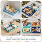 30 Pcs Plastic Serving Tray Cafeteria Art Trays, Morandi Color in about 12.6 x 9.1 x 1 inches/ 32 x 23 x 2.7 cm, alternate
