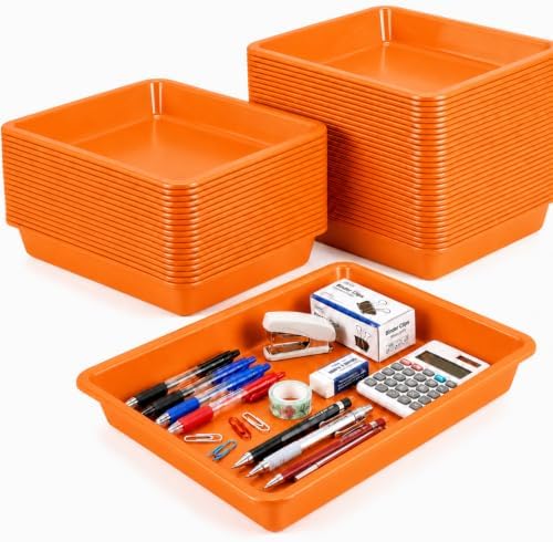 30 Pcs Plastic Trays for Serving Food Art Trays in Orange