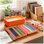 30 Pcs Plastic Trays for Serving Food Art Trays in Orange, alternate view 2