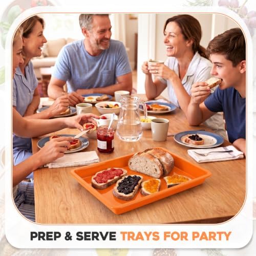 30 Pcs Plastic Trays for Serving Food Art Trays in Orange, alternate view 5