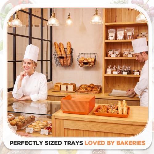 30 Pcs Plastic Trays for Serving Food Art Trays in Orange, alternate view 6