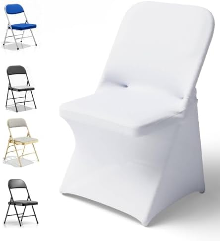 30 PCS Spandex Folding Chair Covers White, Universal Fitted