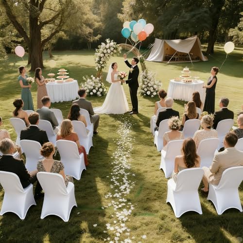 30 PCS Spandex Folding Chair Covers White, Universal Fitted, alternate view 2