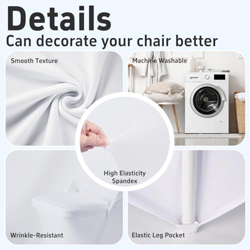 30 PCS Spandex Folding Chair Covers White, Universal Fitted, alternate view 4