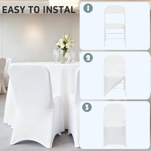 30 PCS Spandex Folding Chair Covers White, Universal Fitted, alternate view 5