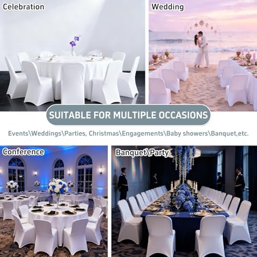 30 PCS Spandex Folding Chair Covers White, Universal Fitted, alternate view 6
