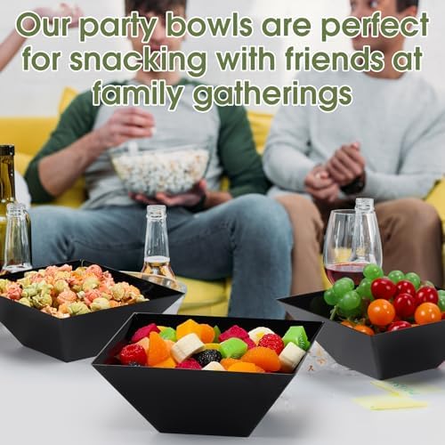 30 Pcs Square Plastic Bowls 35 oz Disposable, Black, Classic in approx. 35 oz in Black, alternate view 6