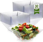 30 Pcs Square Plastic Bowls 35 oz Disposable, Clear, Classic in approx. 35 oz in Clear
