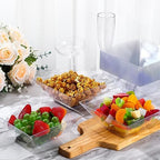 30 Pcs Square Plastic Bowls 35 oz Disposable, Clear, Classic in approx. 35 oz in Clear, alternate view 2
