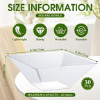 30 Pcs Square Plastic Bowls 35 oz Disposable, Clear, Classic in approx. 35 oz in Clear, alternate view 3