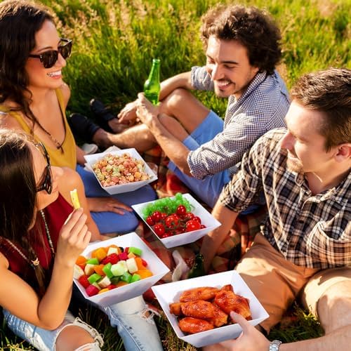 30 Pcs Square Plastic Bowls 35 oz Disposable, White, Classic in approx. 35 oz in White, alternate view 5