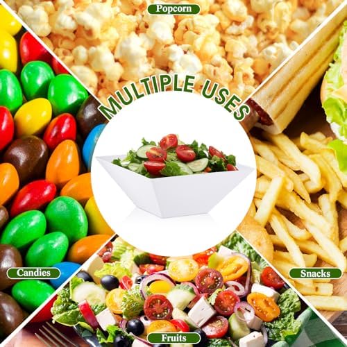 30 Pcs Square Plastic Bowls 35 oz Disposable, White, Classic in approx. 35 oz in White, alternate view 6