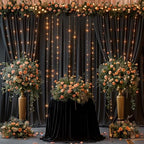 30 x 10ft Black Backdrop Curtains with Lights String for Party in 30 x 10ft in Black, alternate view 3
