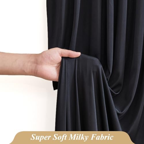 30 x 10ft Black Backdrop Curtains with Lights String for Party in 30 x 10ft in Black, alternate view 4