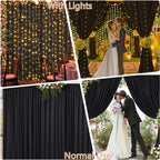 30 x 10ft Black Backdrop Curtains with Lights String for Party in 30 x 10ft in Black, alternate view 5