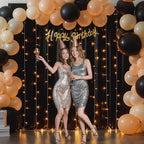 30 x 10ft Black Backdrop Curtains with Lights String for Party in 30 x 10ft in Black, alternate view 7