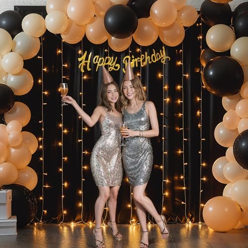 30 x 10ft Black Backdrop Curtains with Lights String for Party in 30 x 10ft in Black, alternate view 7