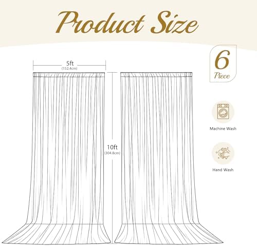 30 x 10ft Champagne Backdrop Curtains, Champagne Drapes for Backdrop Fabric in 30 ft X 10 ft(6 Panels 5ft X, alternate view 5