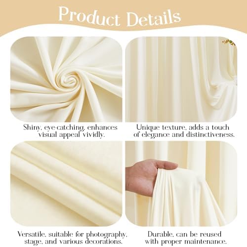 30 x 10ft Champagne Backdrop Curtains, Champagne Drapes for Backdrop Fabric in 30 ft X 10 ft(6 Panels 5ft X, alternate view 6