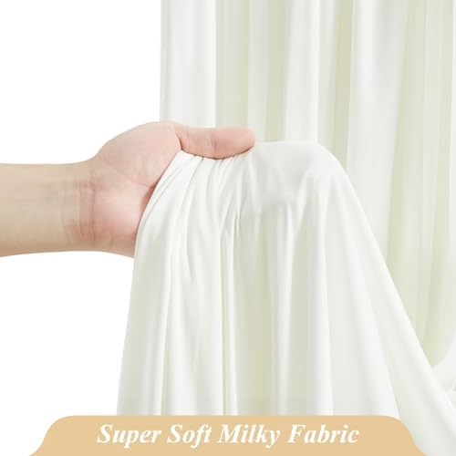 30 x 10ft Ivory Backdrop Curtains with Lights String for Party in W5' x H10'(6 panels) in Ivory, alternate view 4