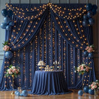 30 x 10ft Navy Blue Backdrop Curtains with Lights String in W5' x H10'(6 panels) in Navy Blue