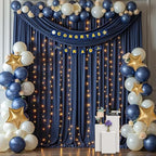 30 x 10ft Navy Blue Backdrop Curtains with Lights String in W5' x H10'(6 panels) in Navy Blue, alternate view 2