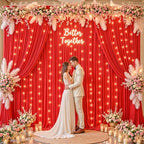 30 x 10ft Red Green Backdrop Curtains with Lights String in 30 x 10ft in Red, alternate view 2
