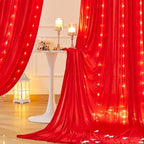 30 x 10ft Red Green Backdrop Curtains with Lights String in 30 x 10ft in Red, alternate view 3