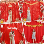 30 x 10ft Red Green Backdrop Curtains with Lights String in 30 x 10ft in Red, alternate view 4