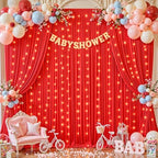 30 x 10ft Red Green Backdrop Curtains with Lights String in 30 x 10ft in Red, alternate view 6