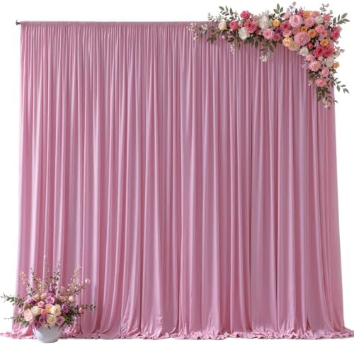 30 x 10ft Rose Pink Backdrop Curtains, Dusty Rose Drapes for Backdrop in 30 ft X 10 ft(6 Panels 5ft X 10ft) in, alternate