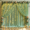 30 x 10ft Sage Green Backdrop Curtains with Lights String in 30 x 10ft in Sage Green
