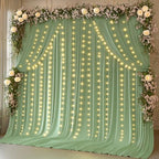 30 x 10ft Sage Green Backdrop Curtains with Lights String in 30 x 10ft in Sage Green, alternate view 2