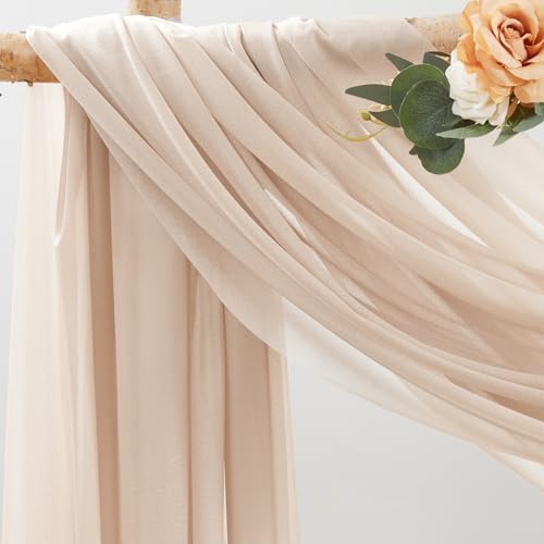 30" x 20Ft Wedding Arch Draping Fabric, 1 Panel Dark Champagne Sheer Curtain Drapes Extra Wide & Long Backdrop, alternate